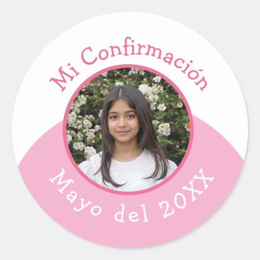 Mi Confirmación con Foto y Fecha Ronde Sticker (Voorkant)