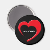 Mi Corazón II Magneet (rood op zwart) (Voorkant / Achterkant)