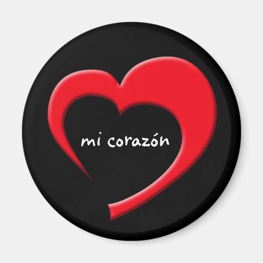 Mi Corazón II Magneet (rood op zwart) (Voorkant)
