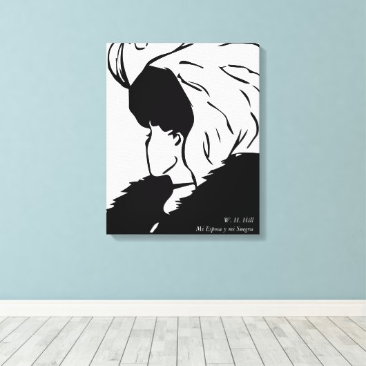 Mi esposa y mi Suegra de W. H. Hill Canvas Afdruk (Insitu (Houten vloer))