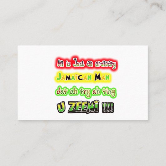 Mi Gewoon een gewoon Jamaicaans man dat je probeer Klantenkaartje (Achterkant)