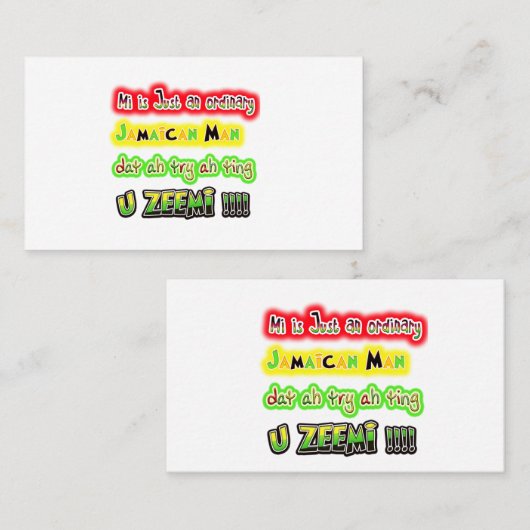 Mi Gewoon een gewoon Jamaicaans man dat je probeer Klantenkaartje (Voorkant / Achterkant)