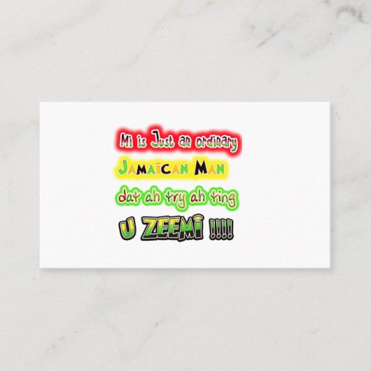 Mi Gewoon een gewoon Jamaicaans man dat je probeer Klantenkaartje (Voorkant)
