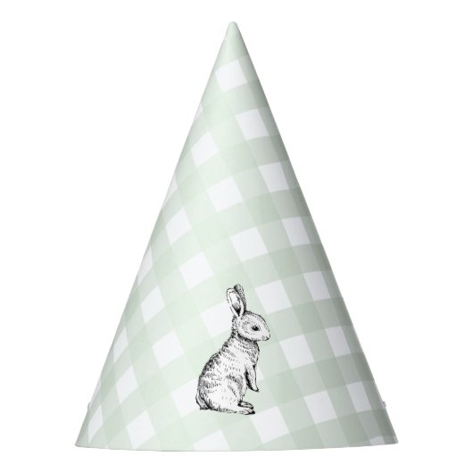 MI Green Gingham Bunny Rabbit Feesthoedjes (Voorkant)