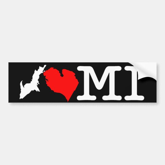 MI (I hart Michigan) bumpersticker, wit Bumpersticker (Voorkant)