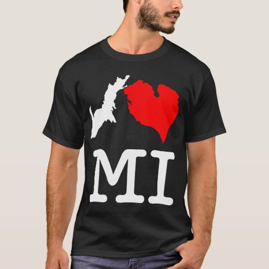 MI (I hart Michigan), donker, groot T-shirt (Voorkant)