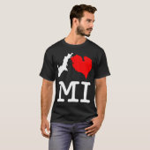 MI (I hart Michigan), donker, groot T-shirt (Voorkant volledig)