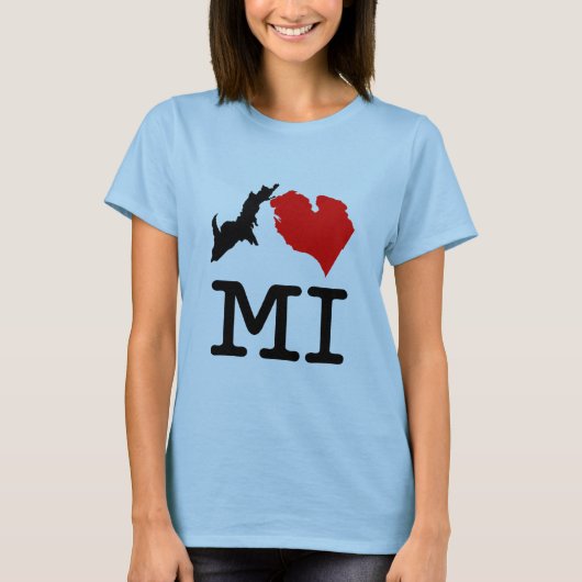 MI (I hart Michigan), klein afdrukken T-shirt (Voorkant)