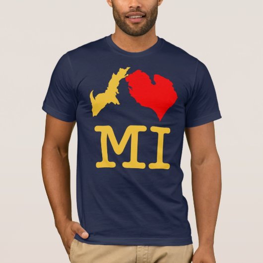 MI (I hart Michigan) mais en blauw T-shirt (Voorkant)