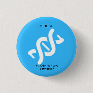 Mi IDEA HaS Love Foundation Blue Pin Ronde Button 3,2 Cm