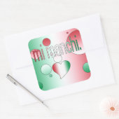 Mi Manchi. Italië Vlaggenkleuren Pop Art Vierkante Sticker (Envelop)