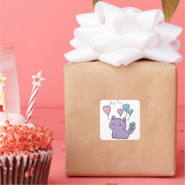 Mi-Mi kitten and hearts, aangepast Vierkante Sticker