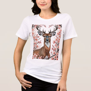 MI Noord-Amerikaanse bok omringd door appelbloesem Tri-Blend Shirt