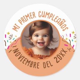 Mi Primer Cumple Con Foto Ronde Sticker