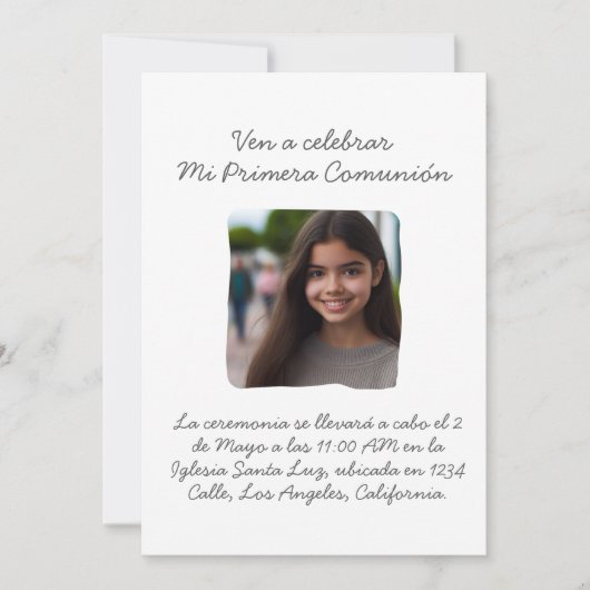 Mi Primera Comunión con foto Cruz y Flores Kaart (Voorkant)