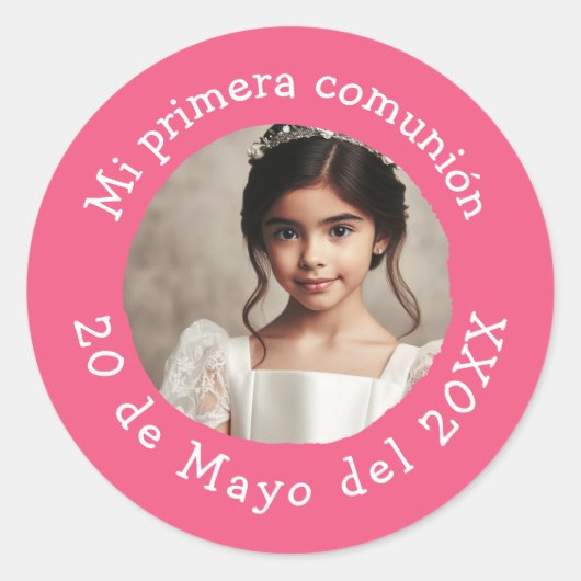 Mi primera comunión con foto personalizada ronde sticker (Voorkant)