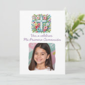 Mi Primera Comunión Cruz & Flores op foto Kaart (Staand voorkant)