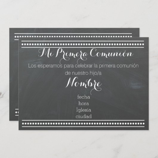 Mi Primera Comunión - ontwerpuitnodiging voor het Kaart (Voorkant / Achterkant)