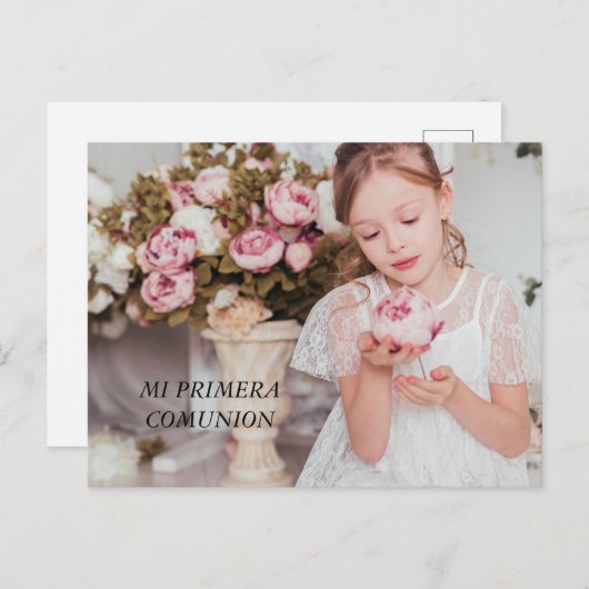 MI PRIMERA COMUNION UITNODIGING BRIEFKAART (Voorkant / Achterkant)