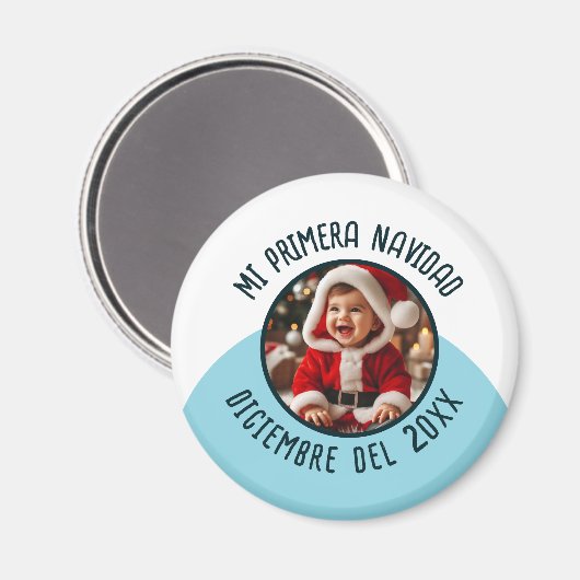 Mi Primera Navidad con Foto y Año Magneet (Voorkant / Achterkant)