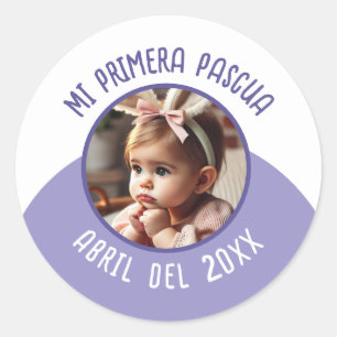 Mi Primera Pascua con Foto y Año Ronde Sticker
