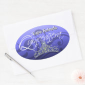 Mi Quinceañera Sparkling Tiara (orchidee) Feest Ovale Sticker (Envelop)