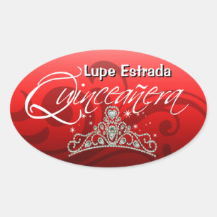 Mi Quinceañera Sparkling Tiara (orchidee) Feest Ovale Sticker