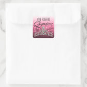 Mi Quinceañera Sparkling Tiara (roze) Feest Vierkante Sticker (Tas)