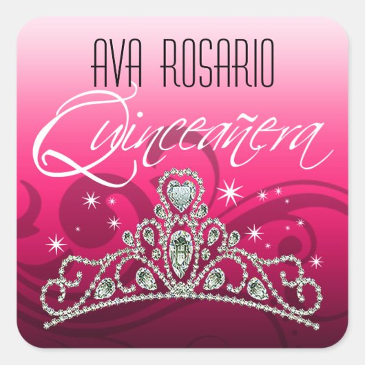 Mi Quinceañera Sparkling Tiara Vierkante Sticker (Voorkant)