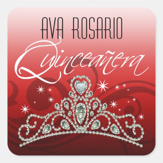 Mi Quinceañera Sparkling Tiara Vierkante Sticker (Voorkant)
