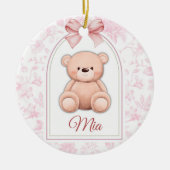 Mia | Aangepaste Roze Teddybeer Nursery Design Keramisch Ornament (Voorkant)