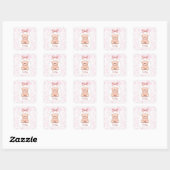 Mia | Aangepaste Roze Teddybeer Nursery Design Vierkante Sticker (Vel)