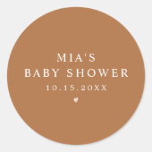 MIA Arched Boho Terracotta Baby shower Ronde Sticker (Voorkant)