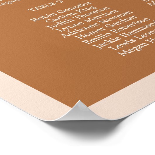 MIA Arched Boho Terracotta Bruiloft Zitkaarten Poster (Hoek)