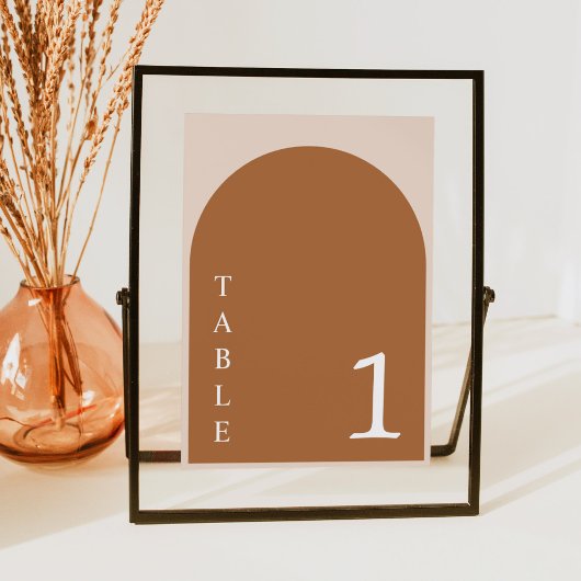 MIA Arched Burnt Oranje Modern Favors Sign. Kaart