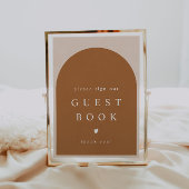 MIA Arched Burnt Oranje Modern Guestbook Sign. Poster