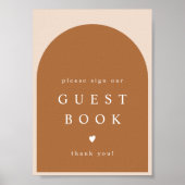 MIA Arched Burnt Oranje Modern Guestbook Sign. Poster (Voorkant)