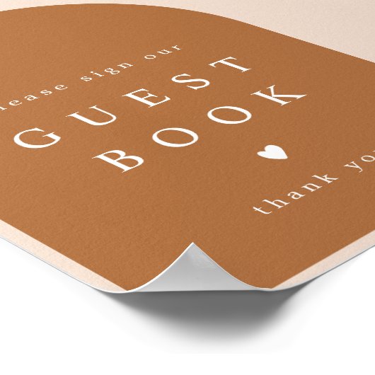 MIA Arched Burnt Oranje Modern Guestbook Sign. Poster (Hoek)