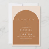 MIA Arched Burnt Oranje Modern Minimalist Wedding Kaart (Voorkant)