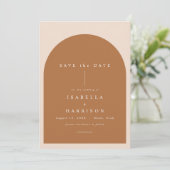 MIA Arched Burnt Oranje Modern Minimalist Wedding Kaart (Staand voorkant)