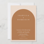 MIA Arched Burnt Oranje Modern Minimalist Wedding Kaart (Voorkant)