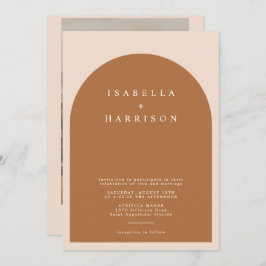 MIA Arched Burnt Oranje Modern Minimalist Wedding Kaart