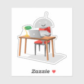 Mia bij een bureau sticker (Vel)