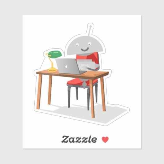 Mia bij een bureau sticker (Vel)