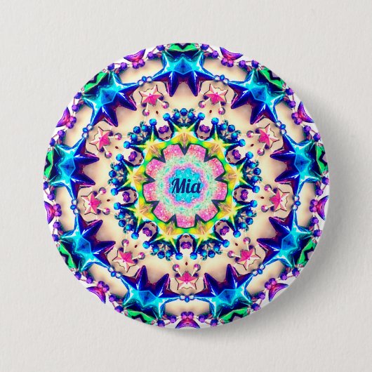 MIA ~ Birthday Star Pattern, aangepast ~ Ronde Button 7,6 Cm (Voorkant)