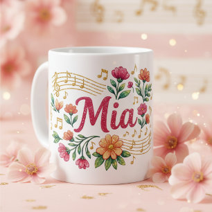 Mia Bloemige Muziek Liefhebber Glitter Mok