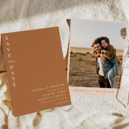 MIA Boho Burnt Oranje Terracotta Photo Save Date Kaart