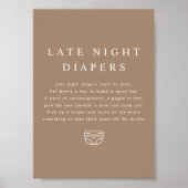 MIA Boho Earth Tone Late Night Diapers Baby shower Poster (Voorkant)