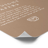 MIA Boho Earth Tone Late Night Diapers Baby shower Poster (Hoek)