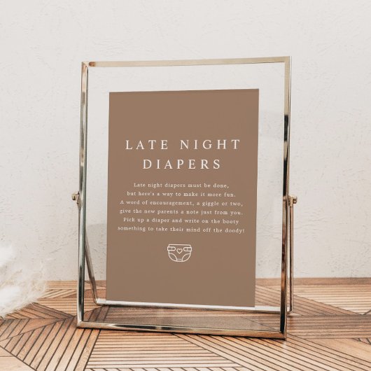 MIA Boho Earth Tone Late Night Diapers Baby shower Poster